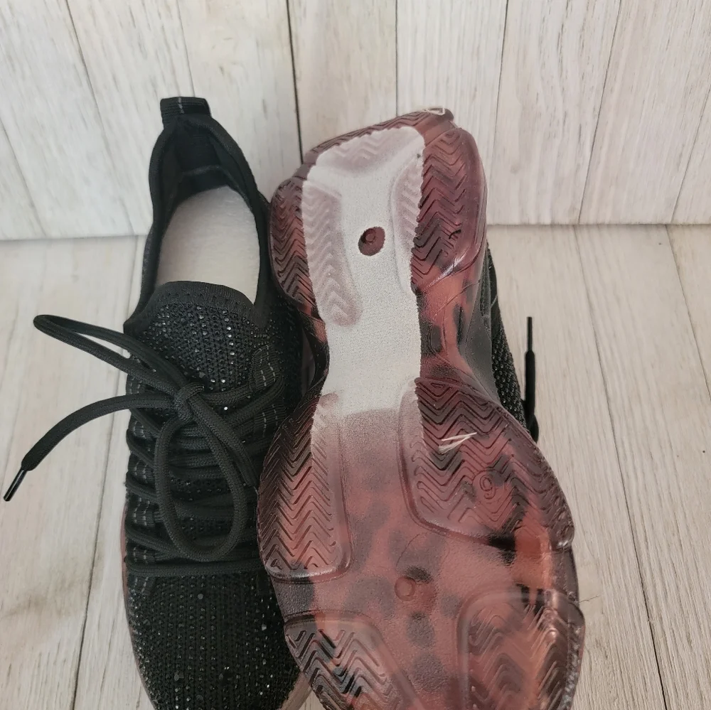 40% OFF SALE-VERY G/ GYPSY JAZZ- HELLA BLACK RHINESTONE SNEAKERS - Picture 5 of 6